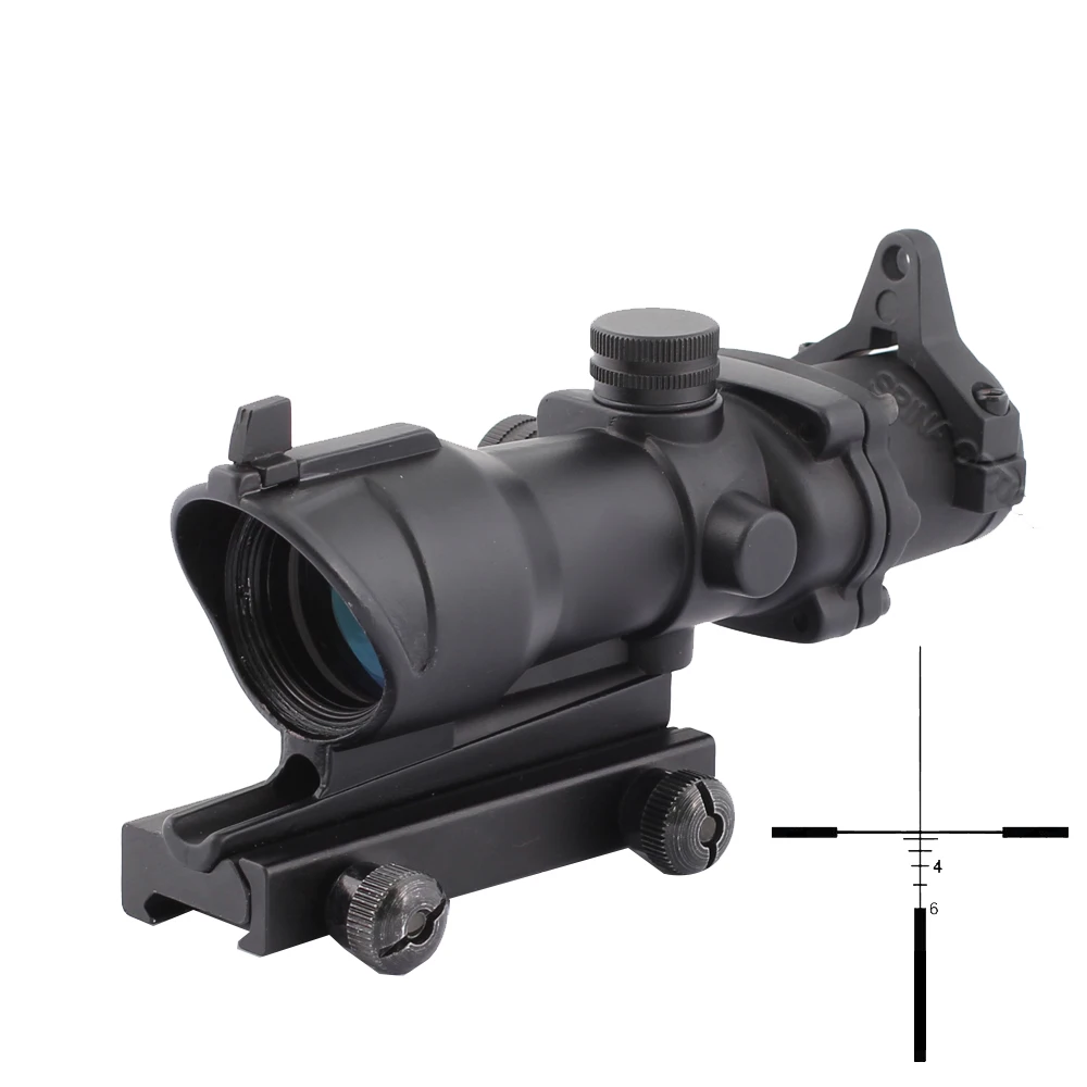 

Tactical 4X32 Red Green Scope Sight Hunting Metal Sight with 4x Magnification, Black/tan