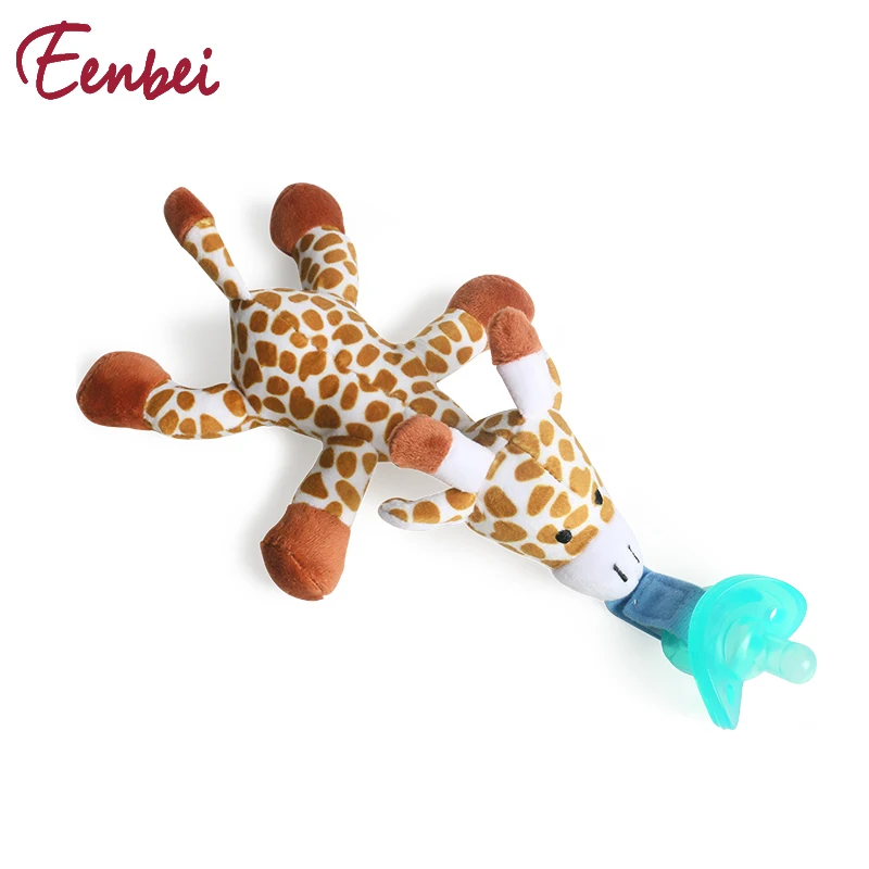 

2019 new style giraffe plush toy funny pop silicone baby pacifier clip, N/a