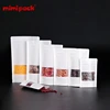 Laminated 7 Mil Matte White Kraft Paper Stand Up Pouches Doypack With PVC Window For Powder, Cereal