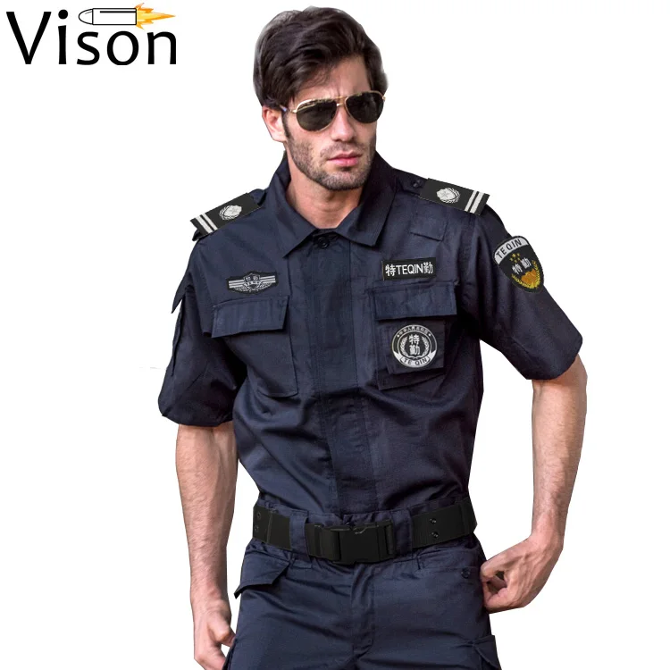 

Unisex Black Security jacket Guard Uniform Military Clothing airport Security uniforms for police jacket suit clothes, Blue