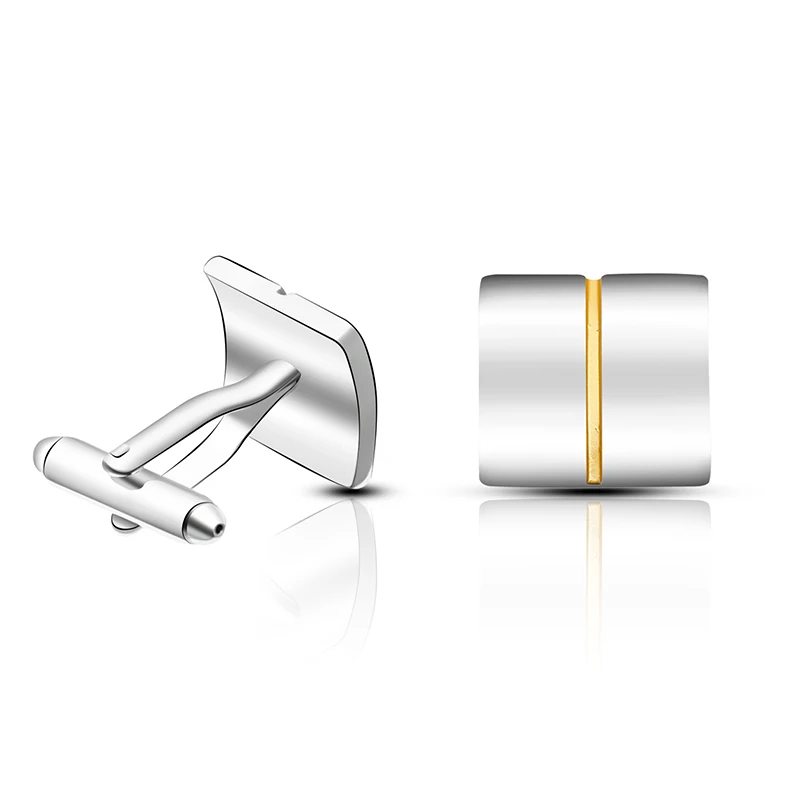 

Classical design mens silver color white gold plated copper 925 cufflinks, As picture