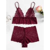 

Women Sexy Floral Lace Wireless Underwear Bra Set