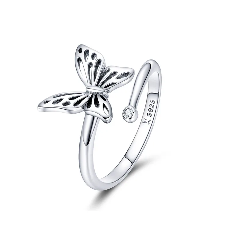 

Qings Butterfly Ring 925 Sterling Silver Open White CZ Ring With Cheap Price