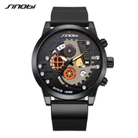 

SINOBI Men Watch Original Design Creative Men Sports Watches Gear Dial Watch For Men Chronograph Clock Relogio Masculino 2019