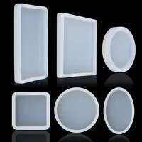 

6 Pack Big Designs Resin Molds, Square Round Silicone Resin Jewelry Casting Molds Coaster Molds for Jewelry Making DIY Craft