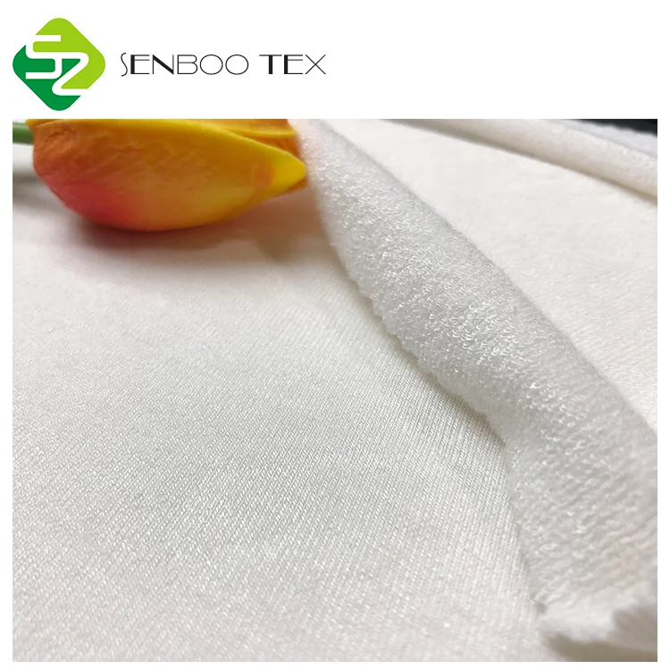 
Uncololored 100% Organic bamboo velvet fabric one side terry wholesale Soft For Baby hooded towel 