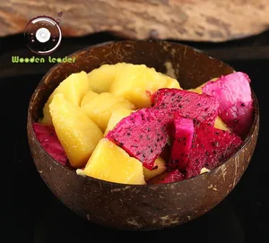 Image of Natural coconut shell bowls vegan food smoothies buddha bowl decorative design eco friendly Coconut Bowls
