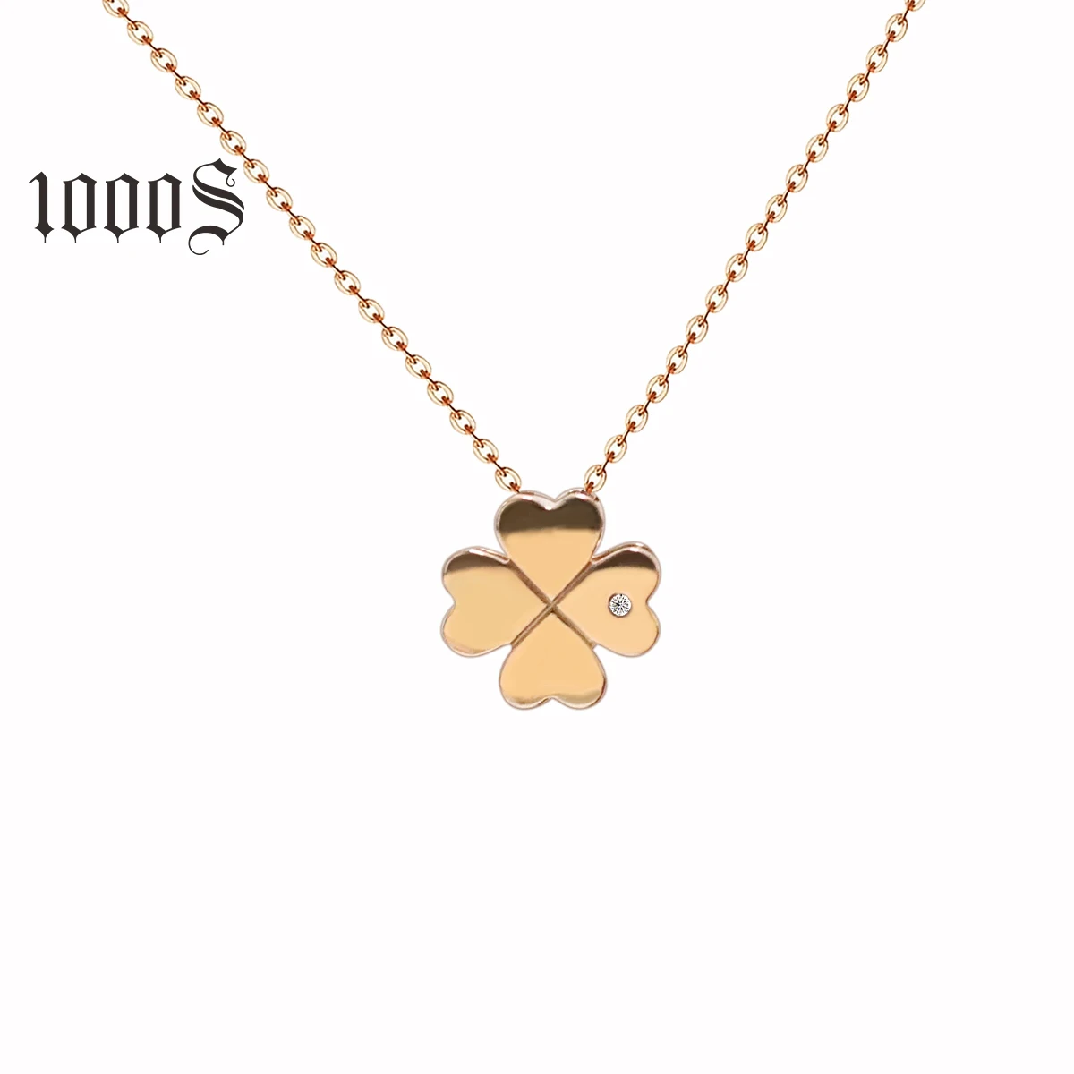 

Hot Sale Simple Trendy 18K Solid Gold Four-Leaf Clover Necklaces Lucky Clover Jewelry Lucky Necklaces For Girl Gift, Rose gold