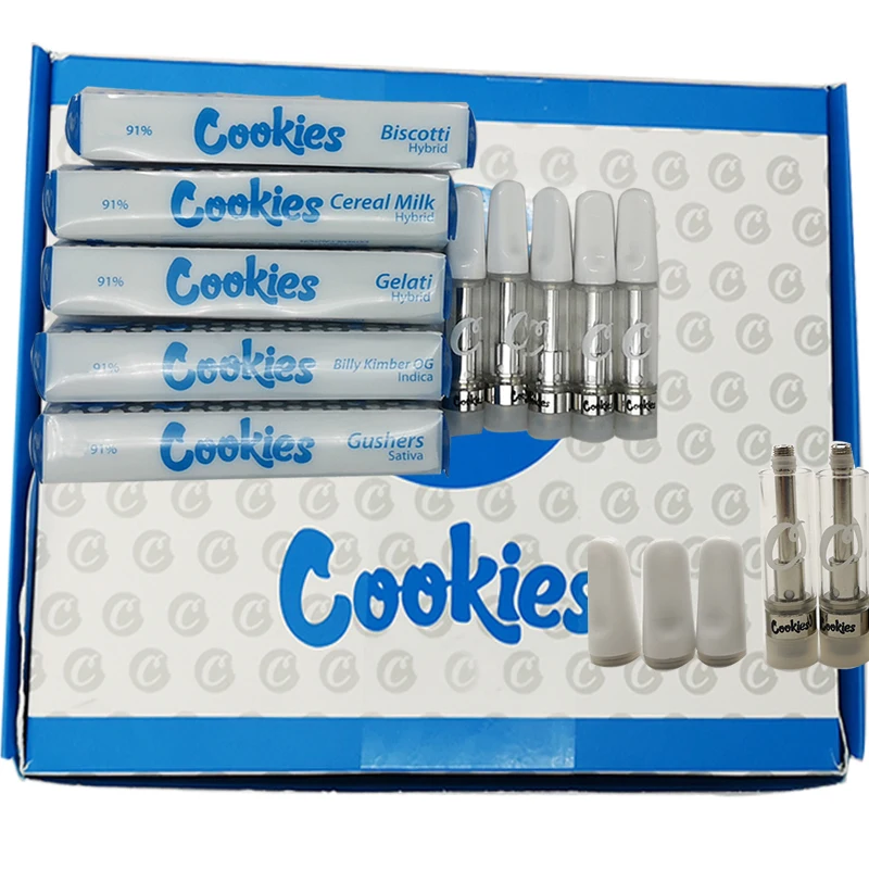 

CBD Oil Vaporizer Pen Atomizer 1ML Ceramic Coil Vape Cartridges Cookies Empty Vape Pen Carts E Cigarettes 510 Thread Cartridge, White