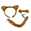 Halloween Kids Animal Costume Headband Ears Tail and Bow Tie Set Tiger Shaped KO985