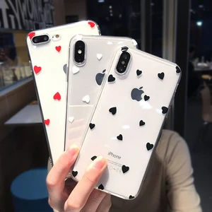 High quality  cute love heart pattern clear tpu cover case for iPhone Xs Max  case for iPhone X XR  ultra thin soft tpu clear
