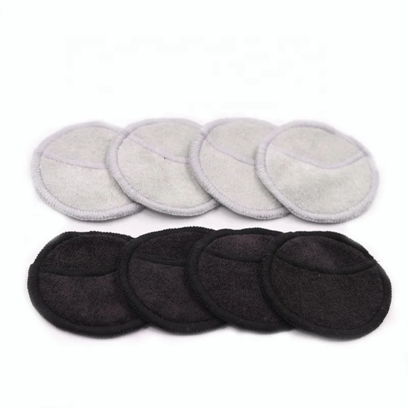 

Reusable Black and Grey Make up Remover Bamboo Washable Cosmetic Pads Bamboo Pads Make Up Remover, Black, grey