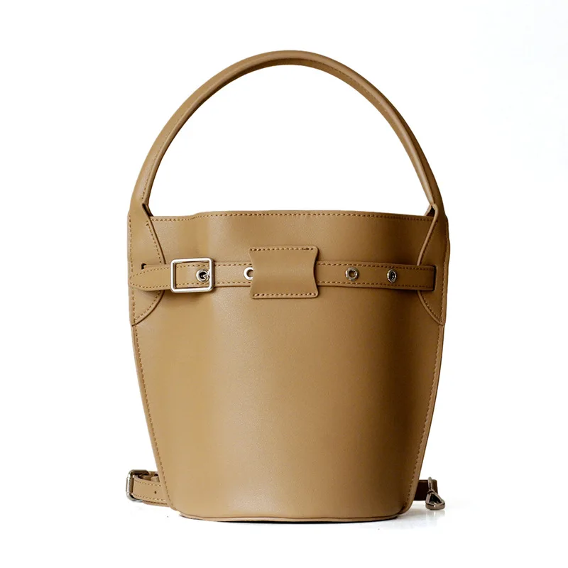 

Fashion Genuine Leather Bucket Bag Designer Handbags Woman Bags Luxury Cowhide Shoulder Bags For Women 2021, Black,brown,red,white,yellow