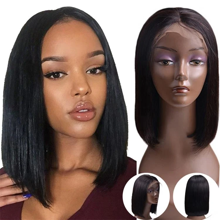 

Natural Color Brazilian Hair Bob Wigs For Black Women Virgin Hair Short Lace Front Human Hair Wigs