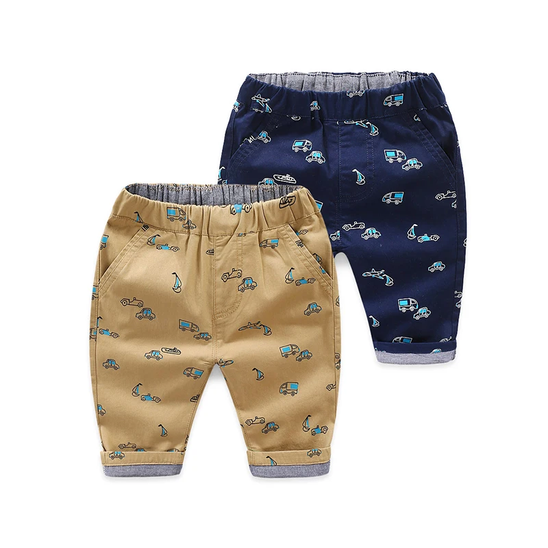 

Summer new fashion children cartoon car 100% cotton casual shorts cropped kids pants alkz114, Blue