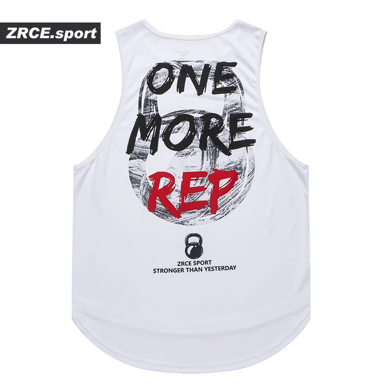 

ZRCE wholesale 3D printing male quick drying tank top Fitness jogging curved hem sports vest, Customized color