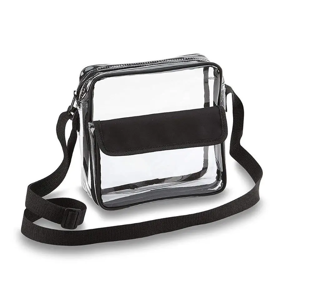 

Clear Crossbody Messenger Shoulder Bag with Adjustable StrapTransparent Purse, Black an so on