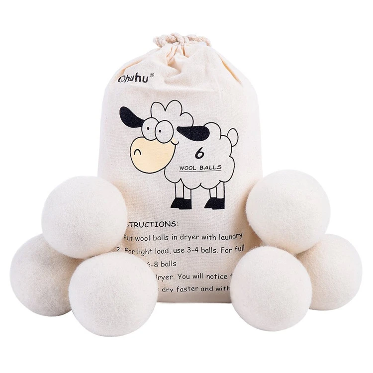 

Wool Dryer Balls Premium Reusable Natural Fabric Softener 2.75inch Static Reduces Helps Dry Clothes in Laundry Quicker, Nature white or customized color