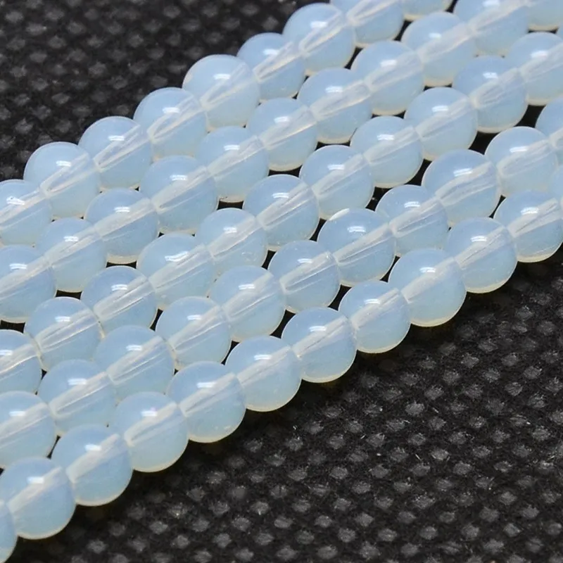 

PandaHall 6mm Natural White Grade AA Round Gemstone Opalite Beads