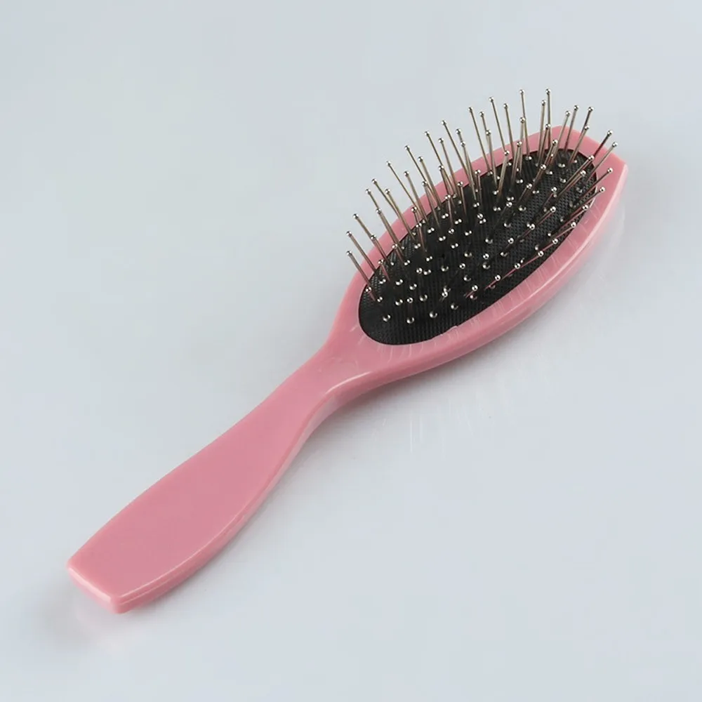 

Plastic Handle Wig Detangling Stainless Steel Metal Pin Hair Brush, As picture