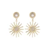 Large Drop Exaggerated Modern Style Gold Silver Sunflower Retro Dangle Earring for Women