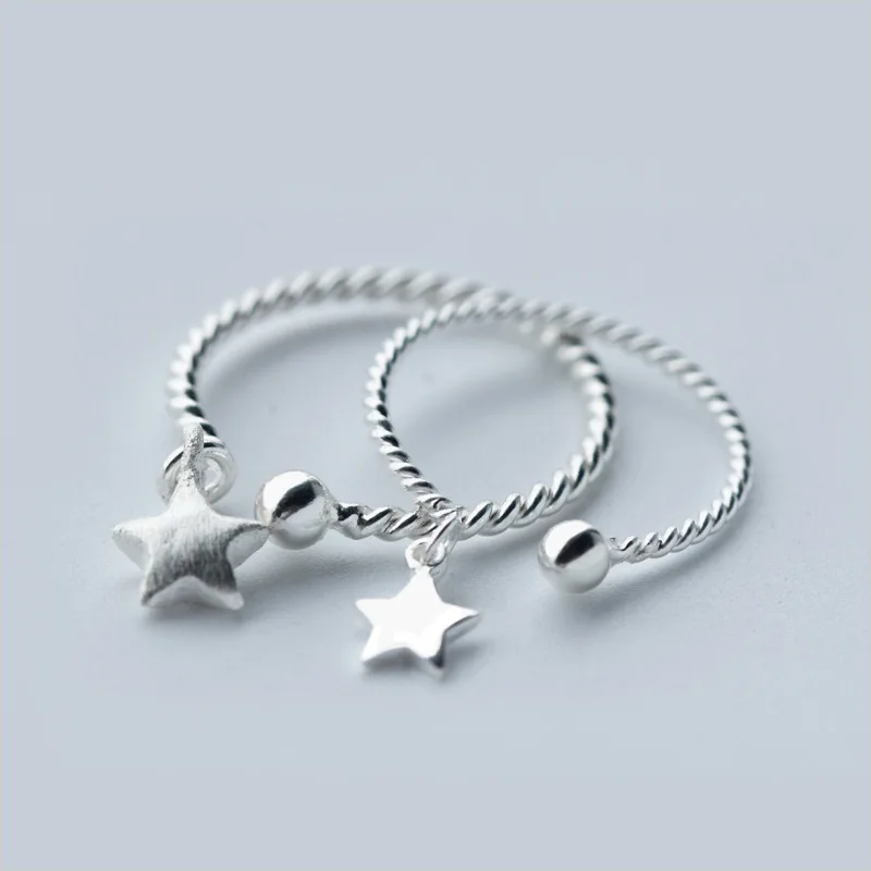 

925 Sterling Silver Unique Wedding Rings Star Charm Rings