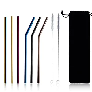 Image of FDA Approved wholesale home travel hotel stainless steel drinking straw with custom logo
