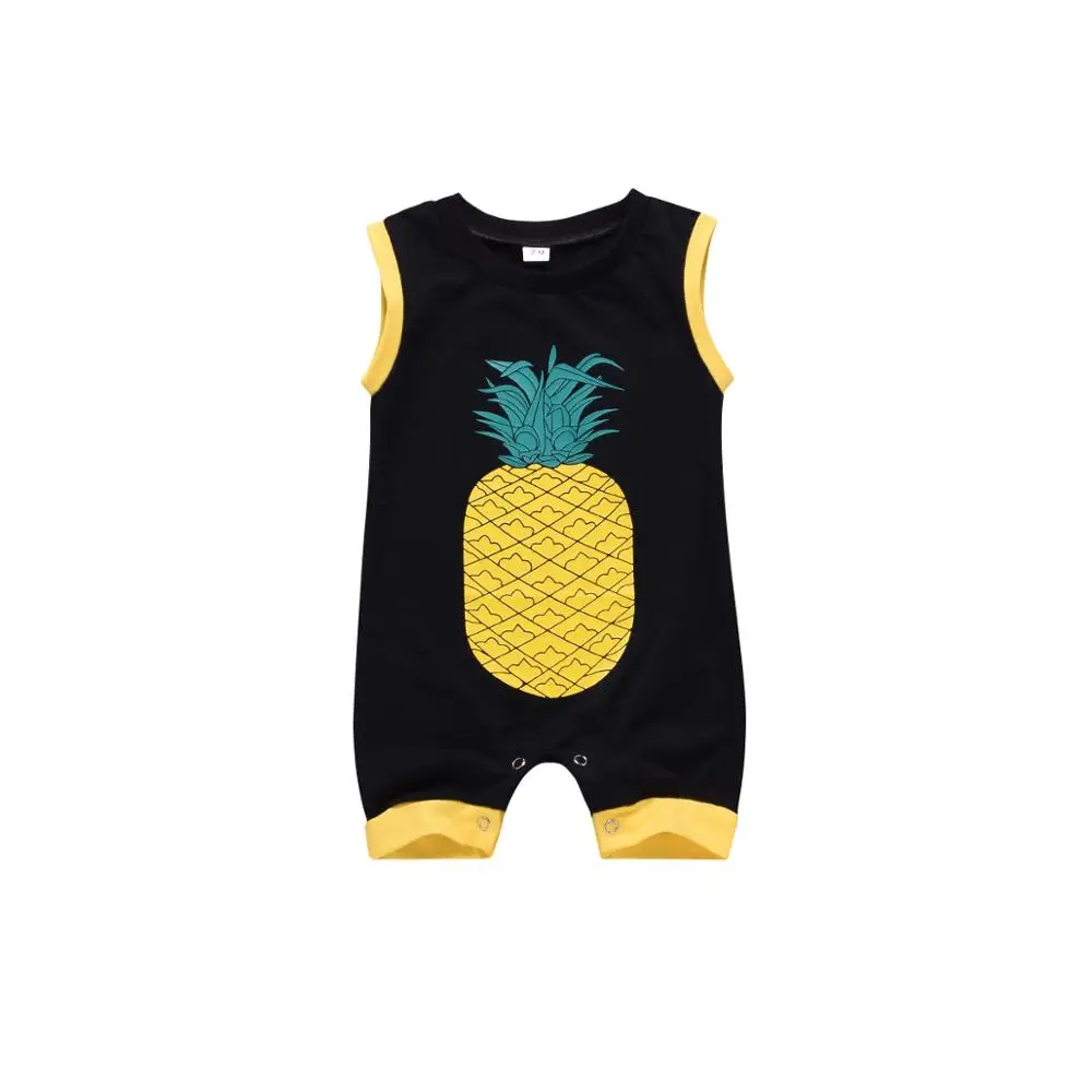 

GH445A Guangzhou factory Pineapple fruit printing baby high quality cute baby bubble sunsuit boy girl romper