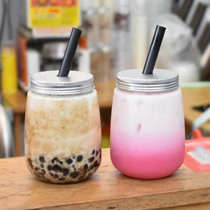Image of Hot Selling 500ml U Shape Milk Tea Cup Disposable Boba Tea PET Cups