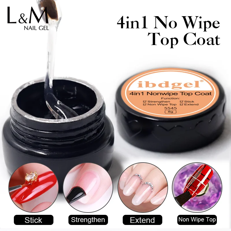 

4 in 1 no wipe top coat stick extend strengthen long lasting uv gel nails soak off, Clear