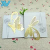 Golden color animal dragonfly design S/S metal bookmark small order office bookmark