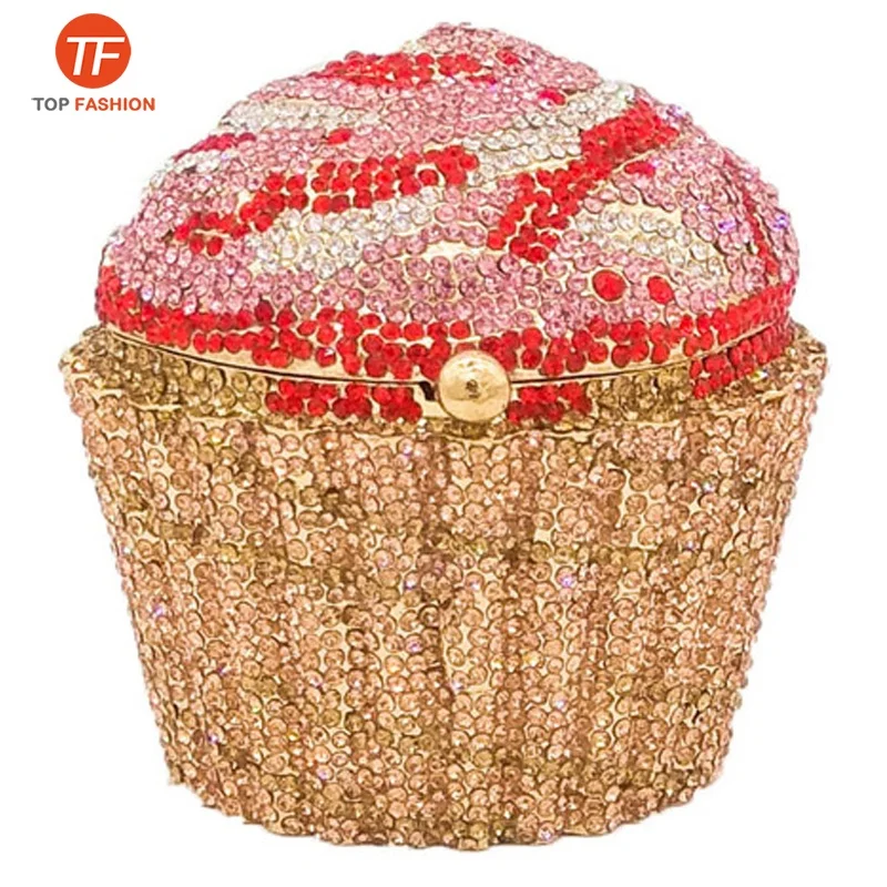 

Wholesales from China Factory 2019 Small Crystal Rhinestone Clutch Bag for Formal Party New Cupcake Clutch Purse, ( accept customized )