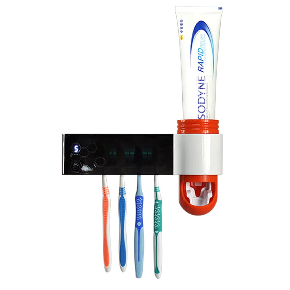 

Hold Up To 5 Toothbrushes Toothpaste Dispenser Included And Wall Mountable Tooth Brush Holder, N/a