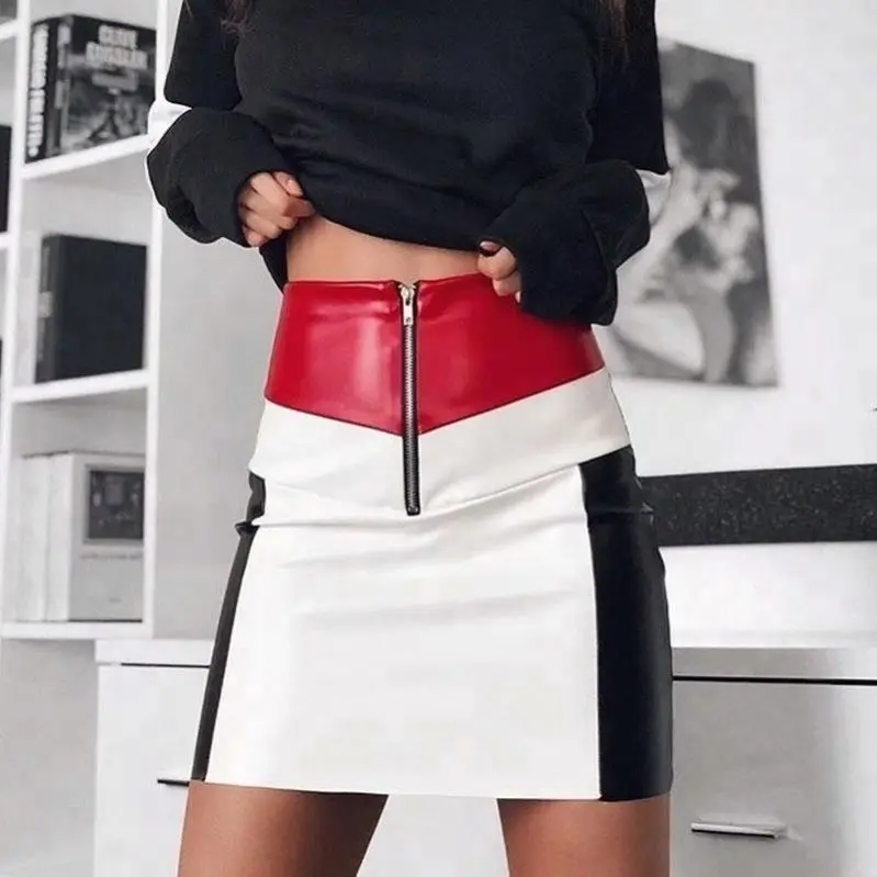 

New arrival lady slim bodycon PU leather skirts, Customized