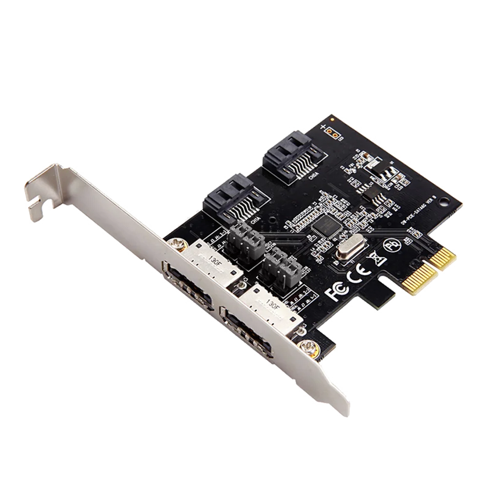 

DIEWU PCIe 1x to 2 ESATA+2 SATA3 Expansion card for ASMedia with sata power supply SATA converter