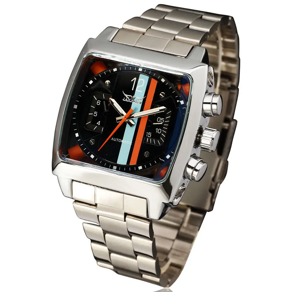 

Wholesale JARGAR Winner Band 569 Multi-function Full Automatic Mechanical Watch Steel Band Square Design Men's Wristwatch