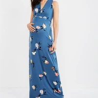 

Maternity Pregnancy Breastfeeding Dress Long Maxi Sundress Sleeveless Floral Print Casual O-neck Summer Dress for Women