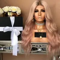 

Synthetic Hair black to pink gradient hair curly wig ombre party hair Wigs for Women cosplay wig