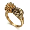 Vintage Stainless Steel Tropical Fruit Pineapple Head Ring Women
