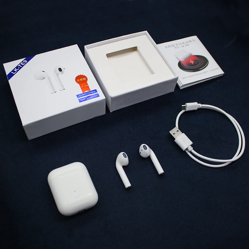 

Popup LK-TE9 Blue tooth Headset Hands Free Touch Control Music Popups Noise Cancelling Air pod 5.0 EarphonesPop-u, White