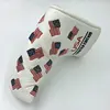 custom PU leather USA flag logo golf putter head cover with hook & loop