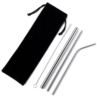 

Wholesale Titanium Colorful 4pc Stainless Steel Metal Straw Set With Case