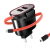 SUNLINE 2019 EU plug micro dual usb wall charger with fixed charging cable