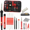 23pcs US/UK/EU 60W Red Electric Soldering Iron Adjustable temperature Constant Temperature Soldering Iron Kits with Welding Tool