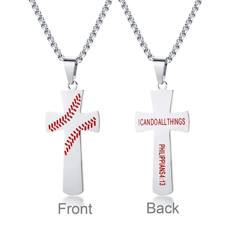 

Fashion jewelry men baseball grain cross pendant necklace, As picture shows