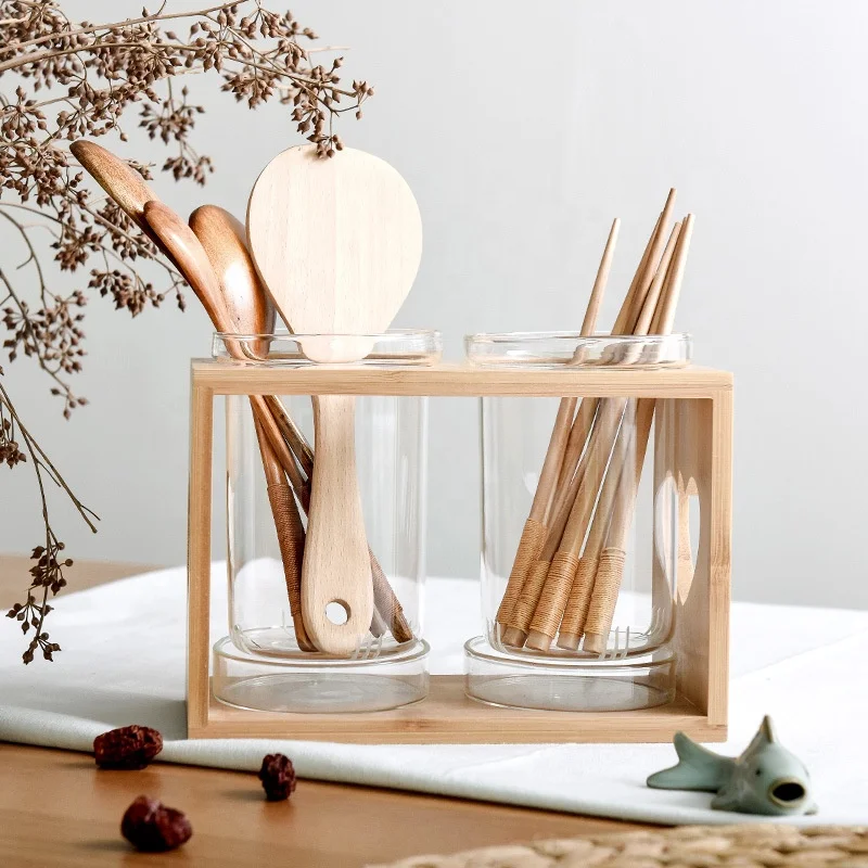 

Bamboo Glass Chopsticks Utensil Holder Kitchen Chopsticks Holder, Picture