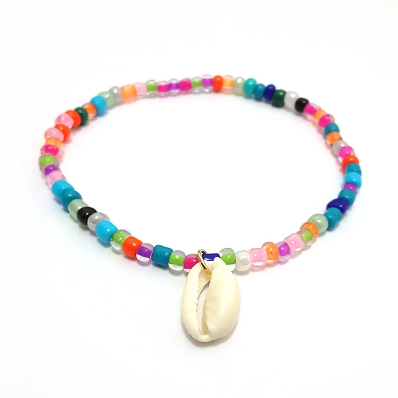 

Hot sale Beach anklet Colorful beads shell anklet for women, Gold,rose gold