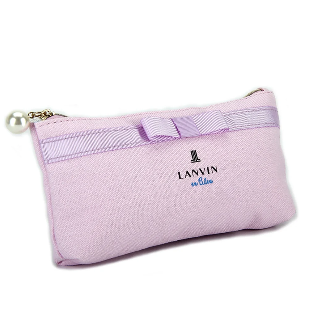 

Hot Sale Canvas Zipper Cosmetic Cases, Cheap Bow Custom Makeup Pouch Bags, Customized color