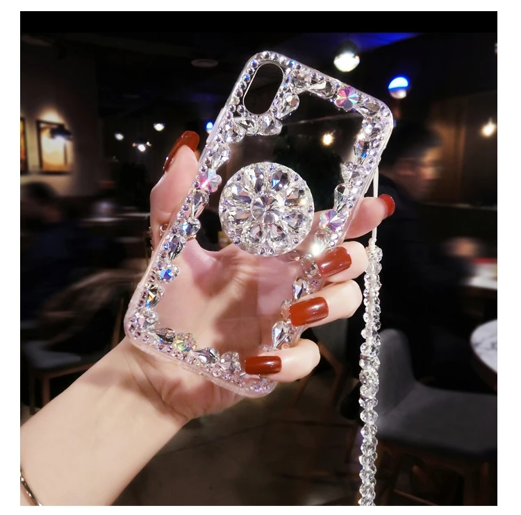 
Fashionable diamond phone case good quality bright and attractive shiny phone case with phone holder 