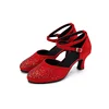 Sexy High Heel Red Thin Heels Ladies Ballroom Shoes Red Pumps Diamond Dance Shoes